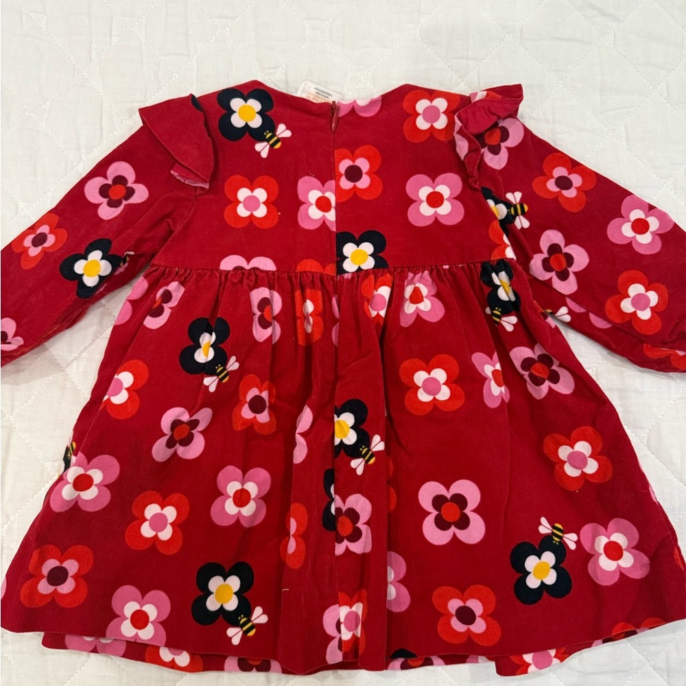Jacadi Red Floral Corduroy Dress 12M